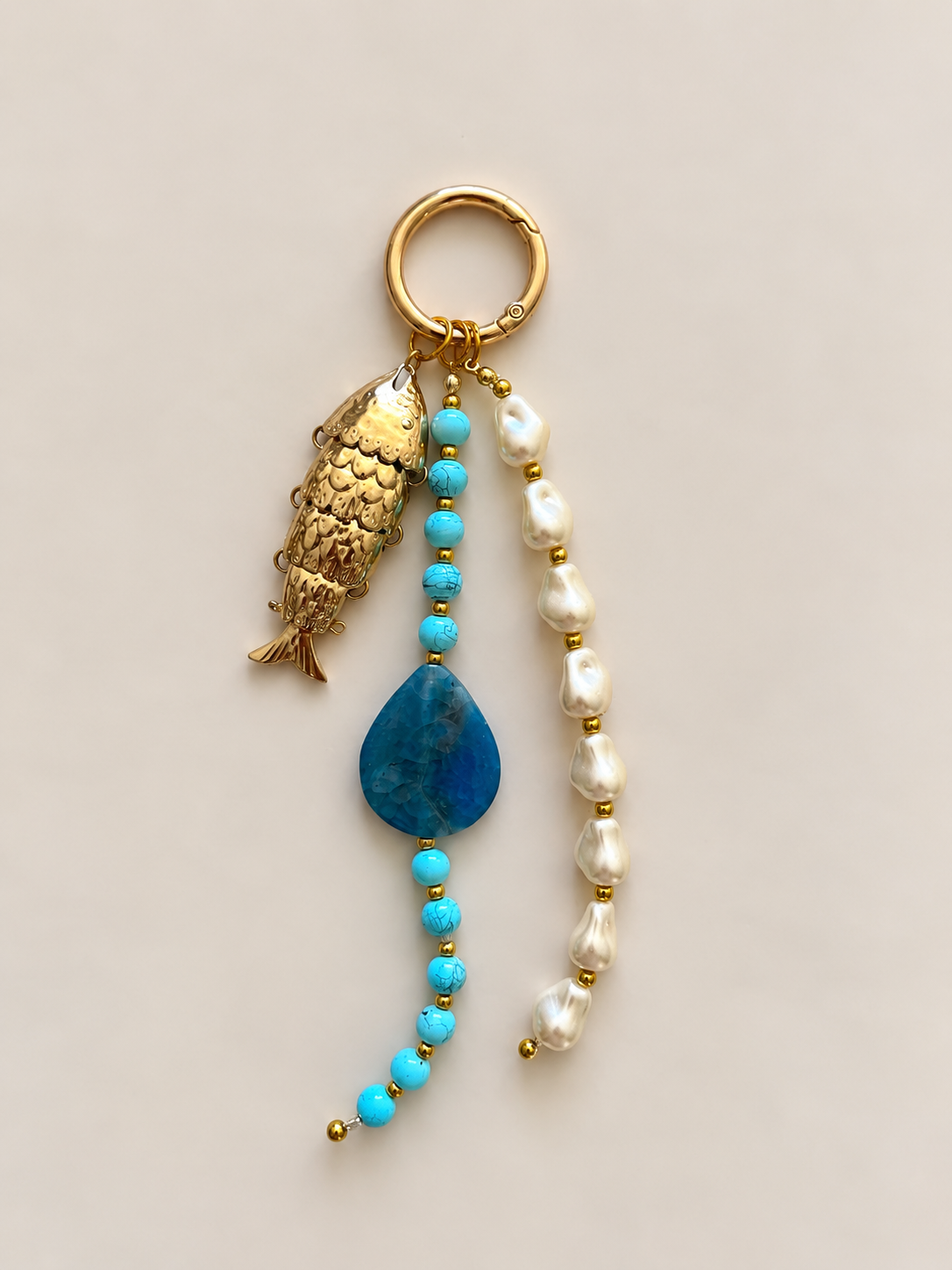 Turquoise Pearl Fish Charm