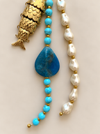 Turquoise Pearl Fish Charm