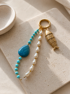 Turquoise Pearl Fish Charm