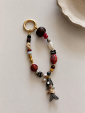 Boho Fish Charm Beaded Bag Keychain with Gold Clip