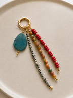 Teal, Red & Multicolor Beaded Bag Charm Keychain