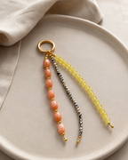 Peach, Yellow & Spotted Beaded Bag Charm Keychain