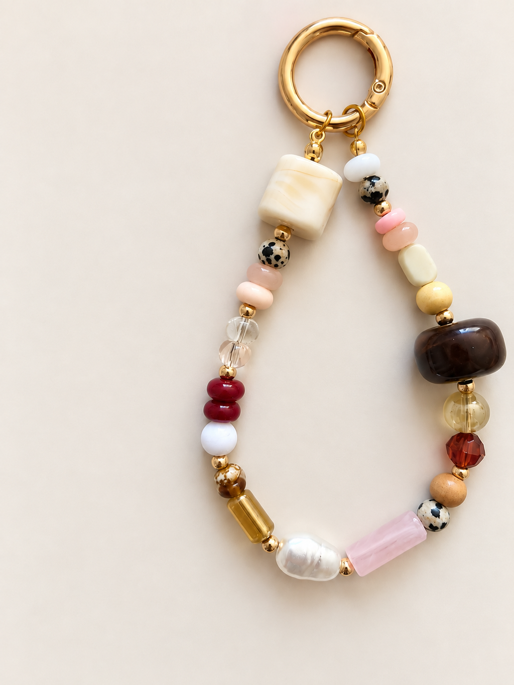 Pink & Brown Beaded Charm