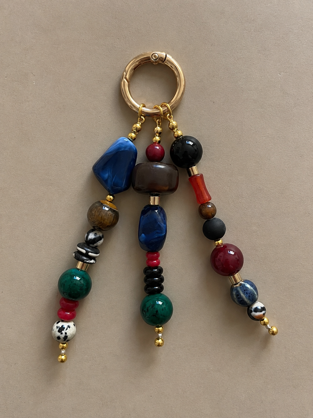 Multicolor Beaded Bag Charm Keychain