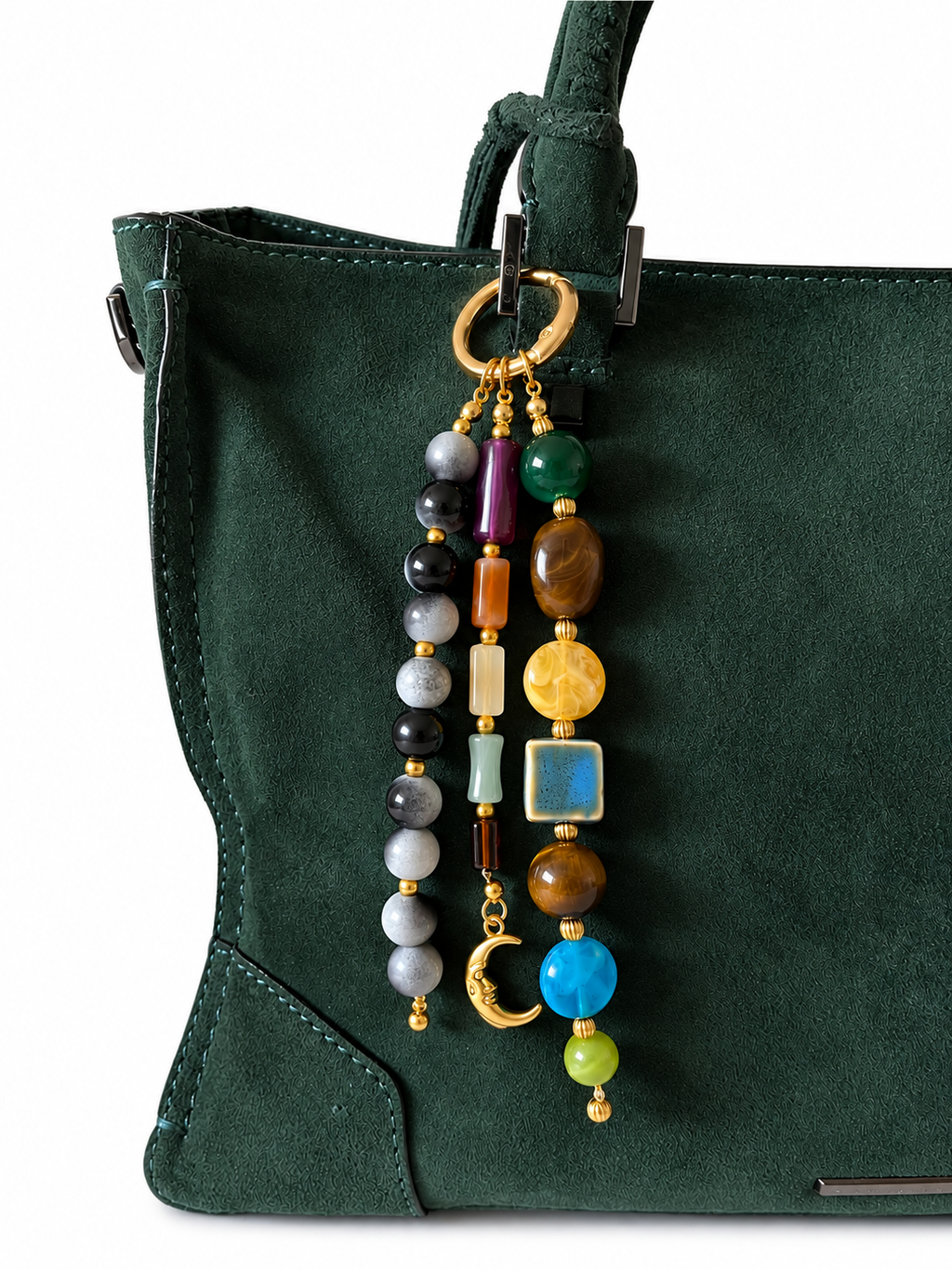 Moon Charm Multicolor Beaded Keychain Bag Charm