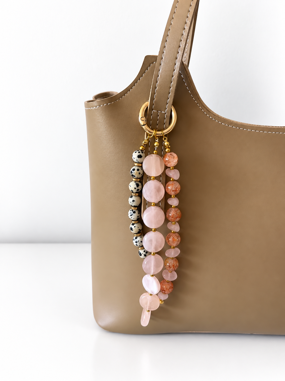 Pink Beaded Keychain Blush Statement Bag Charm
