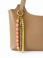 Peach, Yellow & Spotted Beaded Bag Charm Keychain