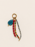 Teal, Red & Multicolor Beaded Bag Charm Keychain