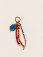 Teal, Red & Multicolor Beaded Bag Charm Keychain