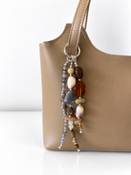 Amber Gray & Neutral Beaded Keychain Bag Charm