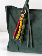 Boho Red Green Yellow Beaded Keychain Bag Charm