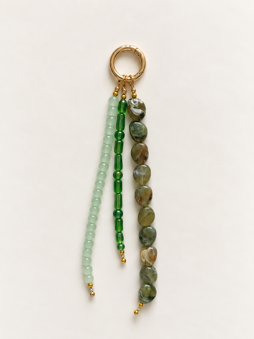 Sage Green Beaded Bag Charm Keychain