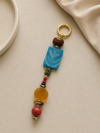 Blue Statement Beaded Keychain Bag Charm