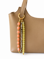 Peach, Yellow & Spotted Beaded Bag Charm Keychain