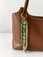 Sage Green Beaded Bag Charm Keychain