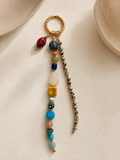 Multicolor Beaded Bag Charm Keychain with Gold Ring