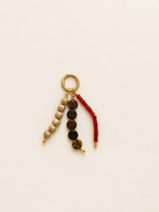 Boho Red Brown Beaded Keychain Bag Charm