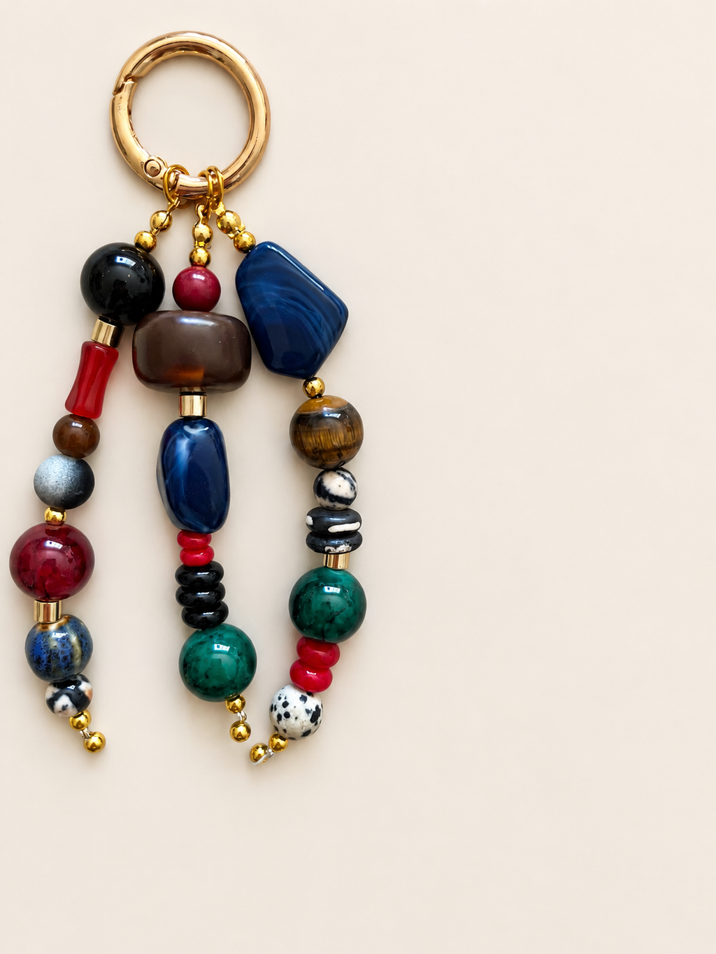 Multicolor Beaded Bag Charm Keychain