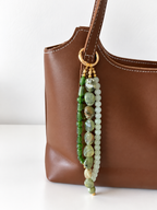 Sage Green Beaded Bag Charm Keychain