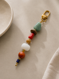 Colorful Boho Beaded Bag Charm Keychain with Gold Clip