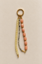 Peach, Yellow & Spotted Beaded Bag Charm Keychain