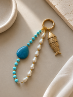 Turquoise Pearl Fish Charm
