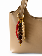 Boho Red Brown Beaded Keychain Bag Charm