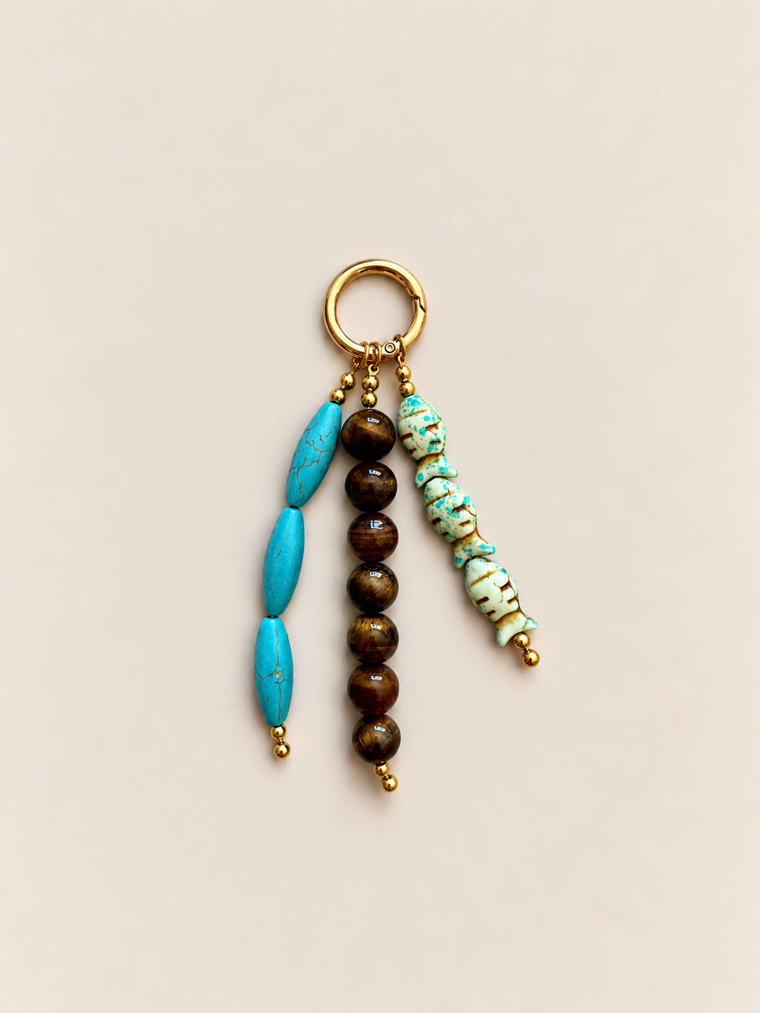 Turquoise Fish Beaded Keychain Bag Charm