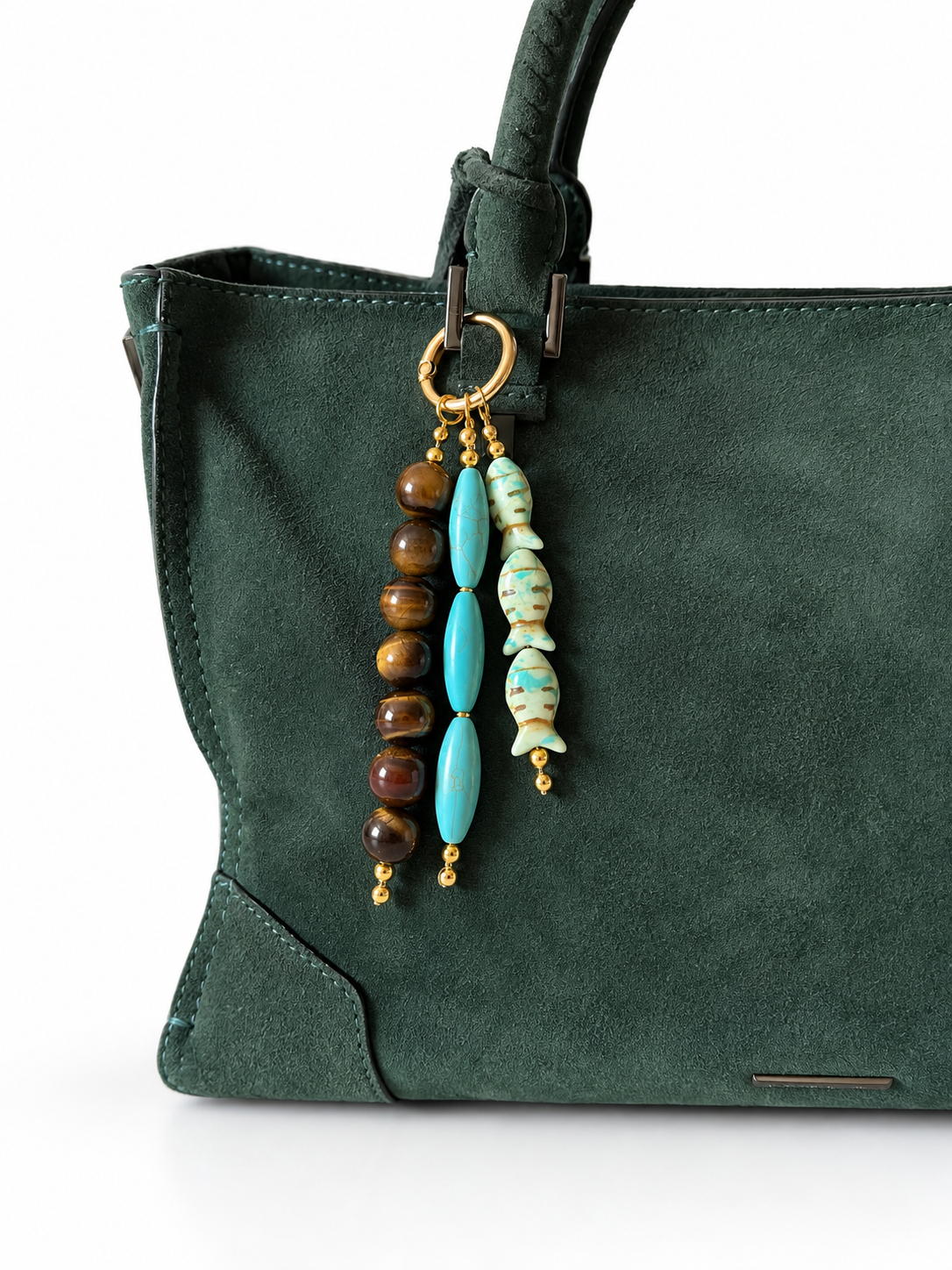 Turquoise Fish Beaded Keychain Bag Charm