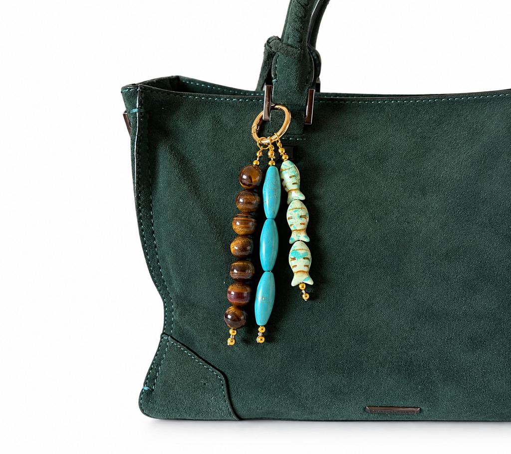 Turquoise Fish Beaded Keychain Bag Charm
