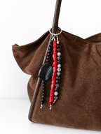 Boho Red Black Beaded Keychain Bag Charm