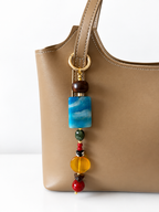 Blue Statement Beaded Keychain Bag Charm