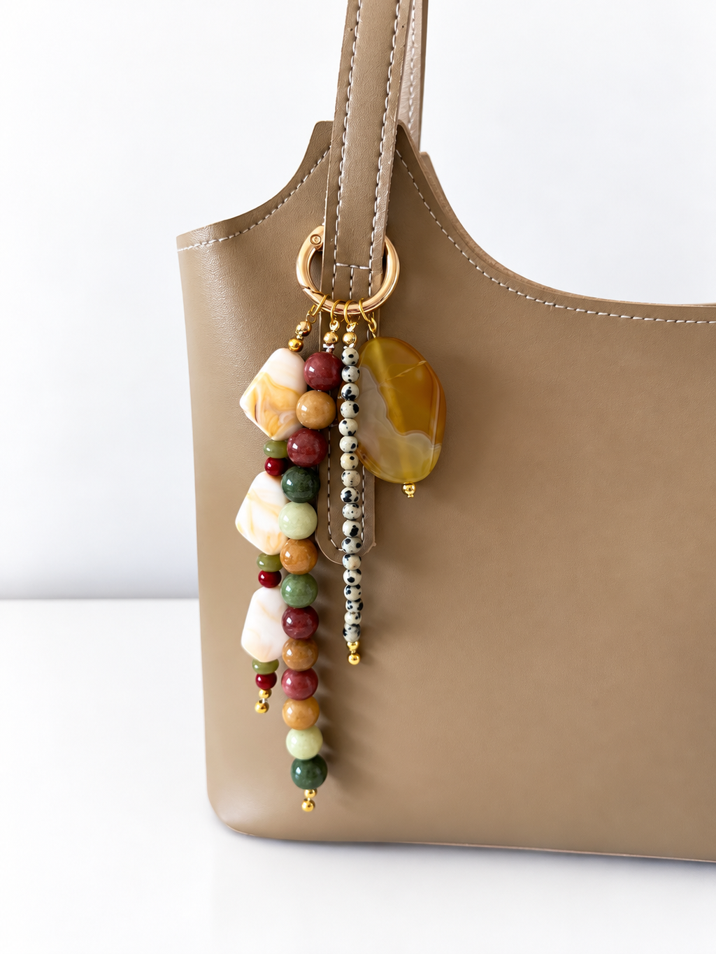 Stone Beaded Bag Charm