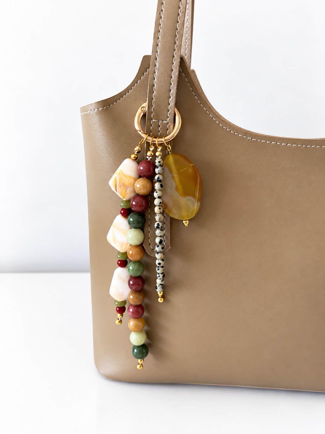 Stone Beaded Bag Charm