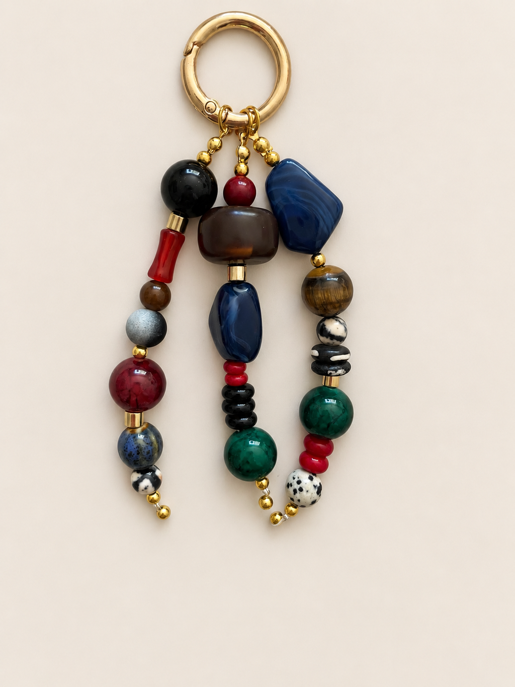 Multicolor Beaded Bag Charm Keychain