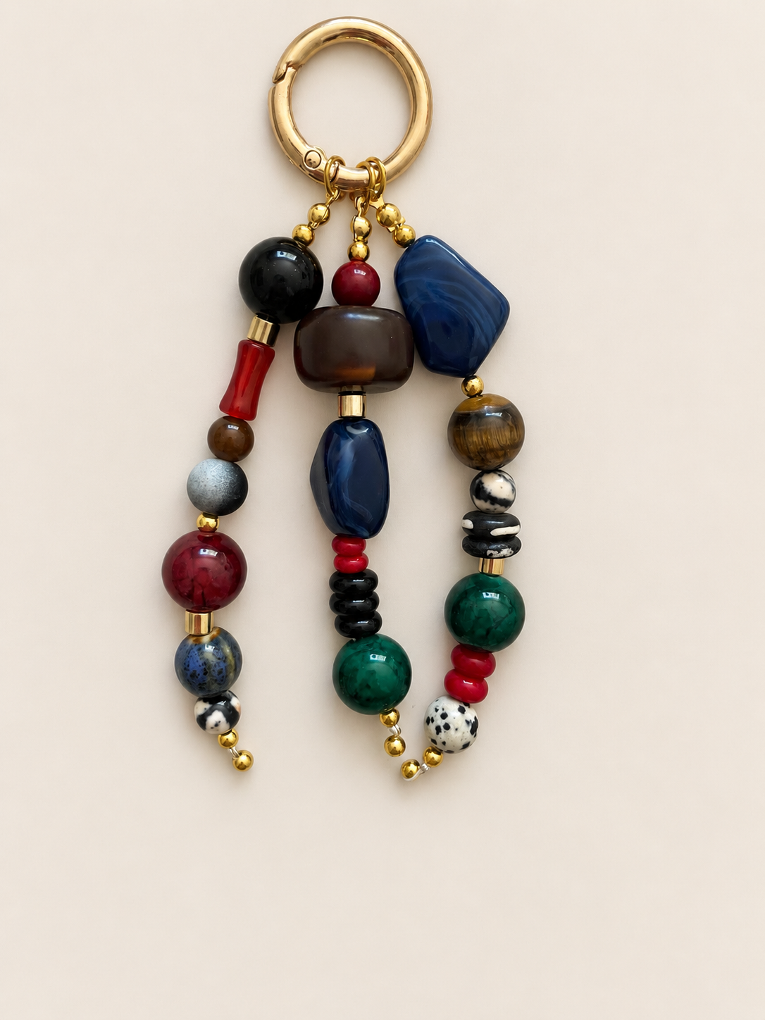 Multicolor Beaded Bag Charm Keychain
