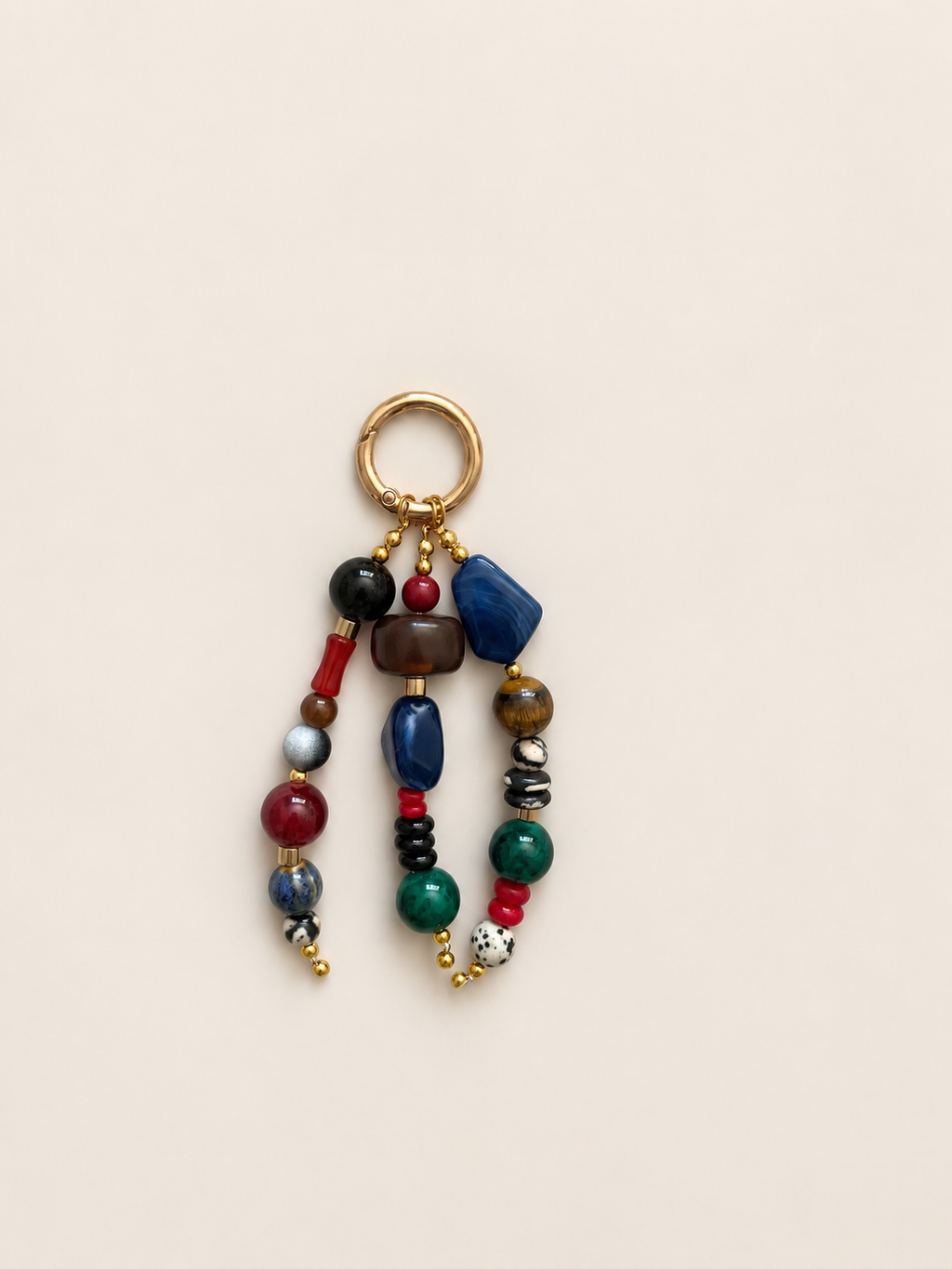 Multicolor Beaded Bag Charm Keychain