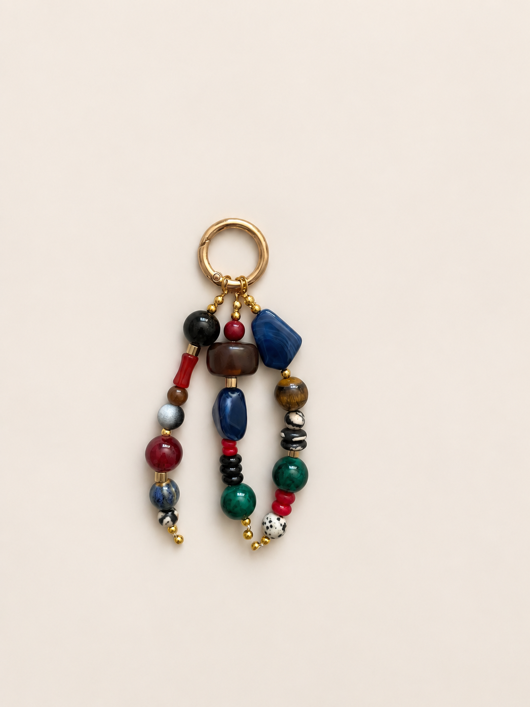Multicolor Beaded Bag Charm Keychain
