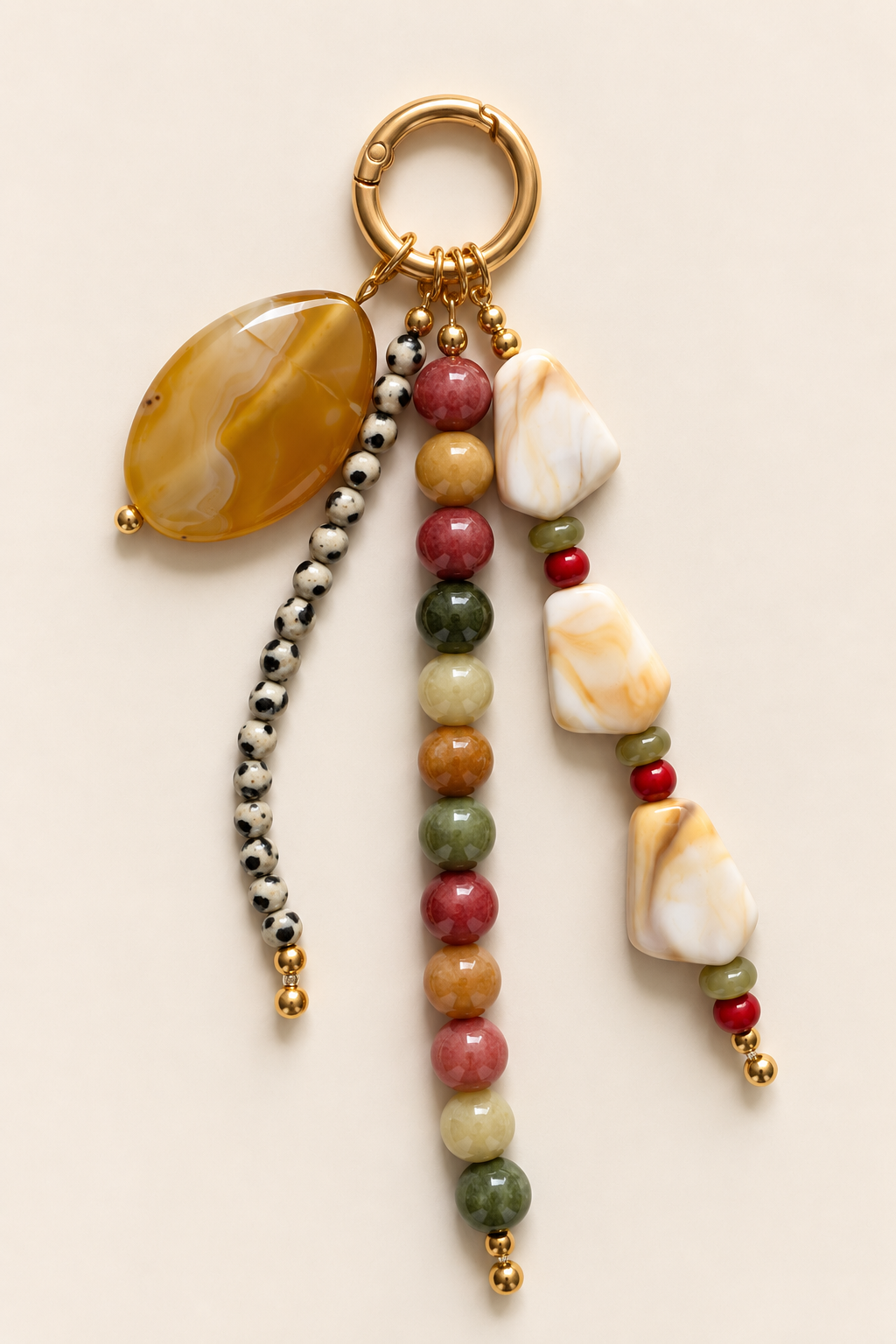 Stone Beaded Bag Charm