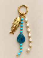 Turquoise Pearl Fish Charm