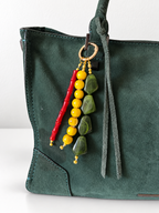 Boho Red Green Yellow Beaded Keychain Bag Charm