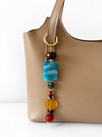Blue Statement Beaded Keychain Bag Charm