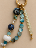 Blue & White Ocean Beaded Keychain Bag Charm