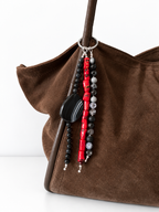 Boho Red Black Beaded Keychain Bag Charm