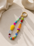 Multicolor Beaded Loop Bag Keychain with Gold Ring Clip
