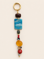 Blue Statement Beaded Keychain Bag Charm