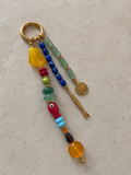 Multicolor Fish Charm Three Strand Beaded Bag Keychain