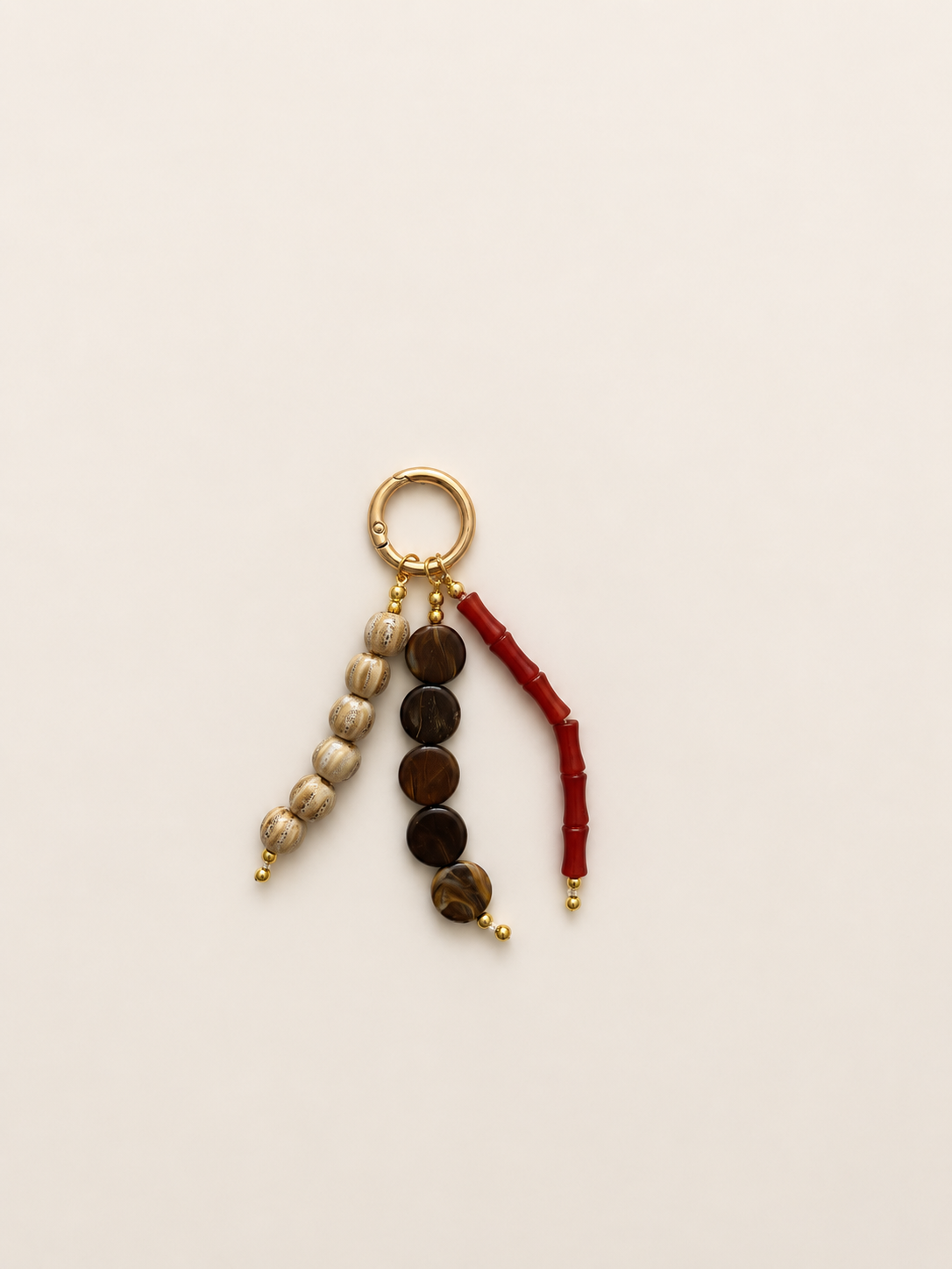 Boho Red Brown Beaded Keychain Bag Charm