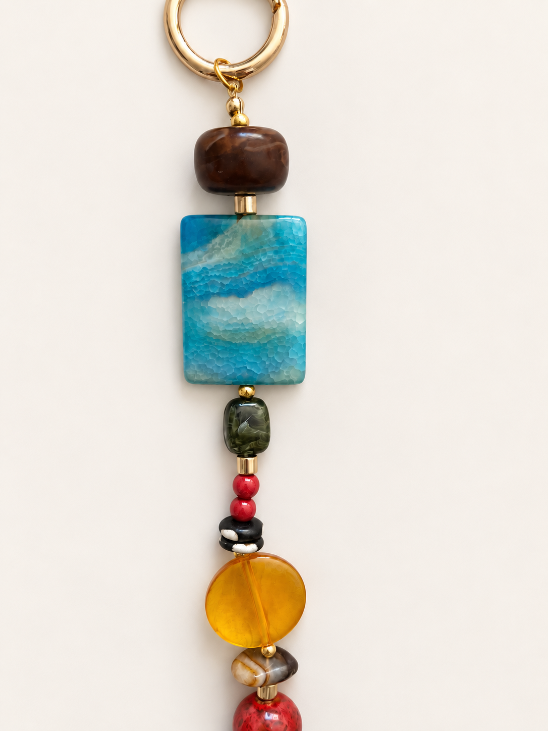 Blue Statement Beaded Keychain Bag Charm