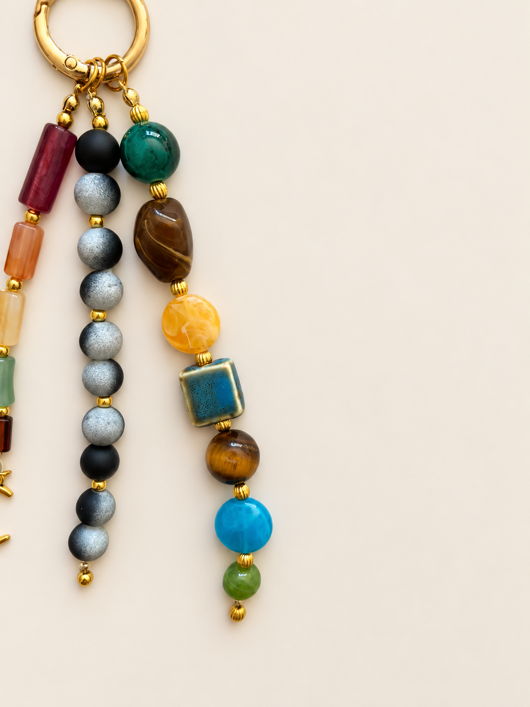 Moon Charm Multicolor Beaded Keychain Bag Charm